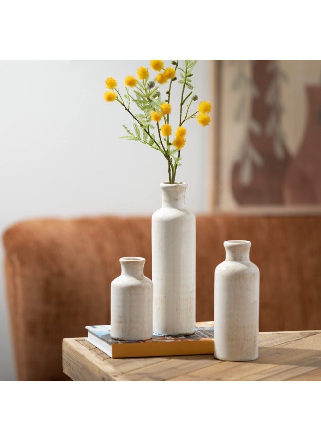Sullivans - White Ceramic Vase Set Farmhouse Decor Home Decorative Vase Vases For Your Kitchen Bedroom Office Living Room Bathroom  Shelf Centerpiece Table Decorations CM2333 - Image 1