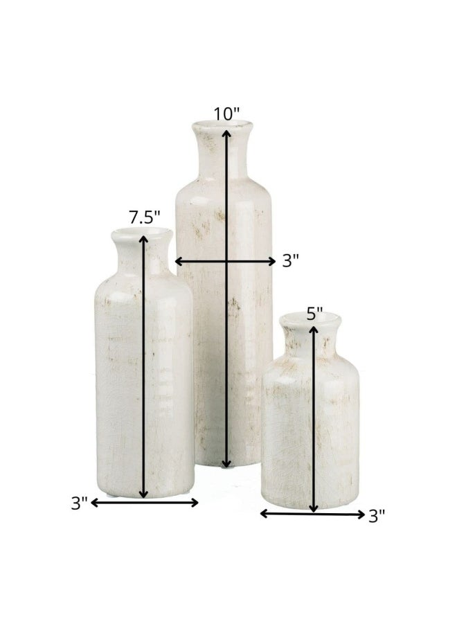 Sullivans - White Ceramic Vase Set Farmhouse Decor Home Decorative Vase Vases For Your Kitchen Bedroom Office Living Room Bathroom  Shelf Centerpiece Table Decorations CM2333 - Image 1
