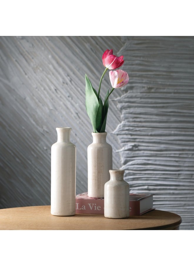 Sullivans - White Ceramic Vase Set Farmhouse Decor Home Decorative Vase Vases For Your Kitchen Bedroom Office Living Room Bathroom  Shelf Centerpiece Table Decorations CM2333 - Image 1