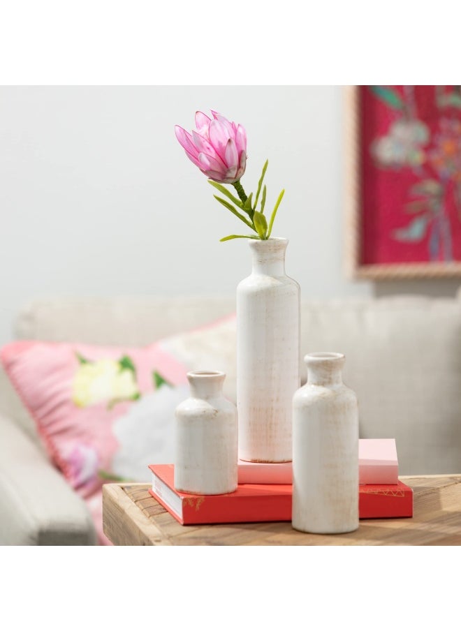 Sullivans - White Ceramic Vase Set Farmhouse Decor Home Decorative Vase Vases For Your Kitchen Bedroom Office Living Room Bathroom  Shelf Centerpiece Table Decorations CM2333 - Image 1