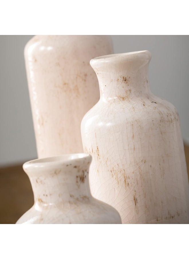 Sullivans - White Ceramic Vase Set Farmhouse Decor Home Decorative Vase Vases For Your Kitchen Bedroom Office Living Room Bathroom  Shelf Centerpiece Table Decorations CM2333 - Image 1