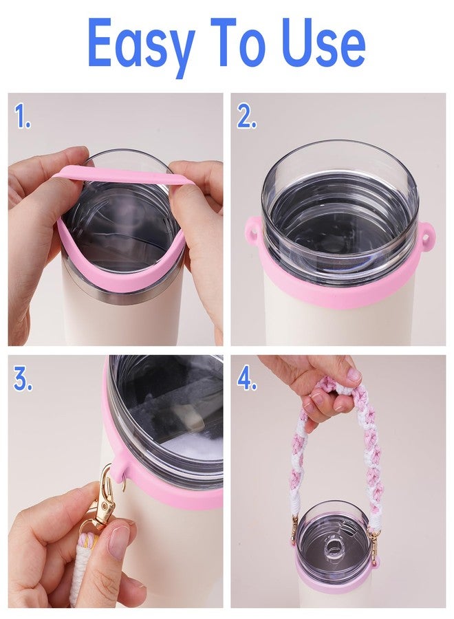 NiHome Accessory Kit for 14oz Stanley Tumbler, Includes Handwoven Handle Strap, Silicone Ring, Silicone Straw Cap and Silicone Boot for Everyday Use, Stylish Design with Enhanced Security (Pink) - Image 5