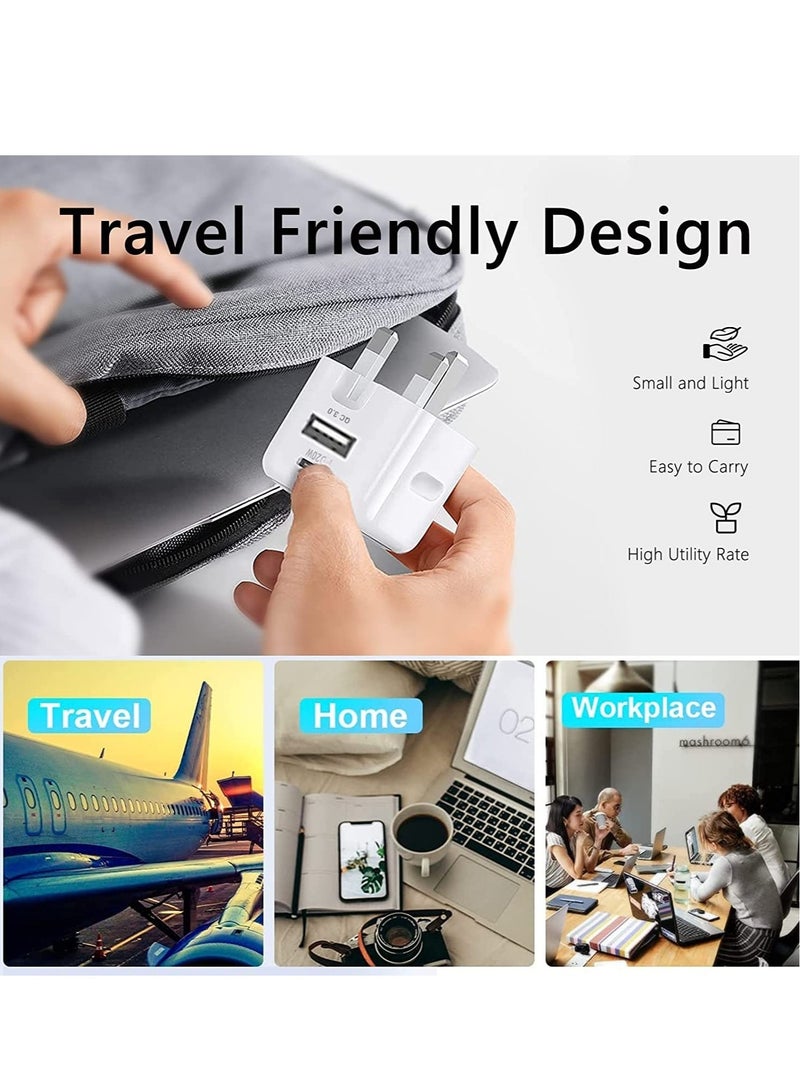 20W Dual-Port USB-C Charger Block – GaN Fast Charging Station with USB-C and USB Ports, QC PD3.0 Power Adapter for iPad Pro, iPhone, and Samsung Galaxy - Image 3