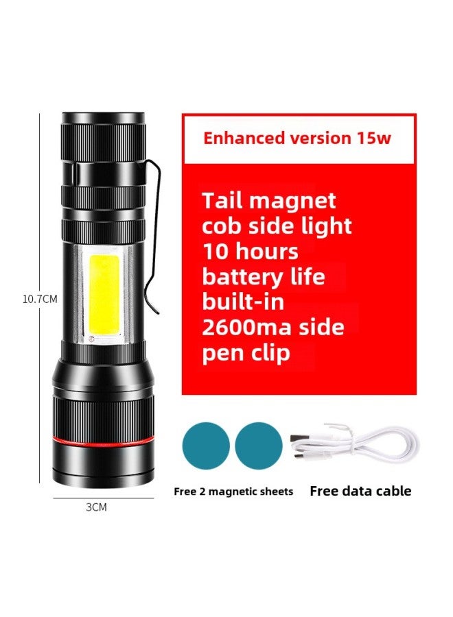 Loquat Strong Magnetic Work Light Auto Repair Super Bright Strong Light Magnet Led Charging Multifunctional Mini Portable Small Flashlight-Product Specifications:Enhanced 15W  -10 Hours Endurance - Image 1