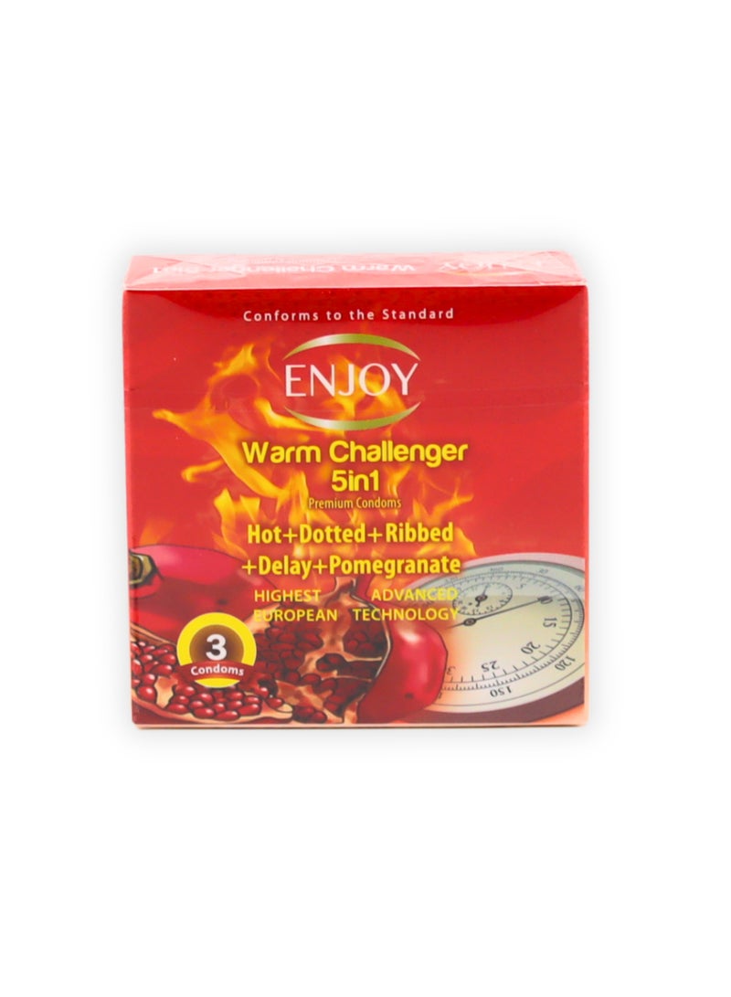Enjoy Warm Challenger Pomegranate Premium Condoms 3Pcs - Image 2
