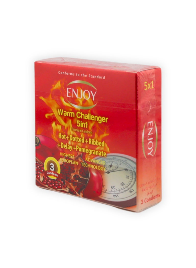 Enjoy Warm Challenger Pomegranate Premium Condoms 3Pcs - Image 1