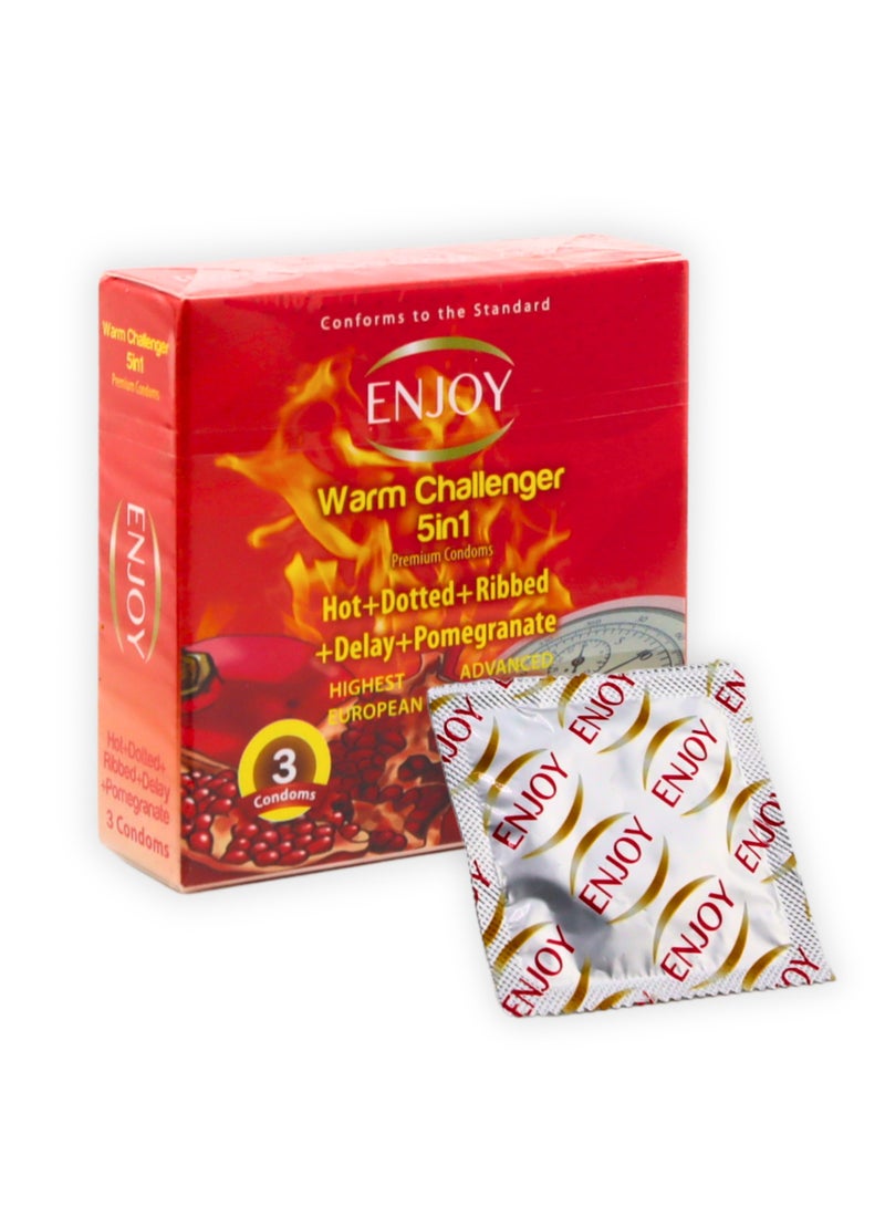 Enjoy Warm Challenger Pomegranate Premium Condoms 3Pcs - Image 5