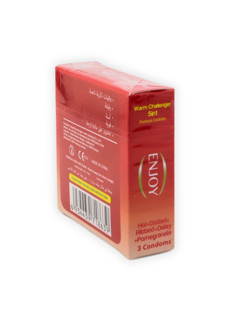 Enjoy Warm Challenger Pomegranate Premium Condoms 3Pcs - Image 4