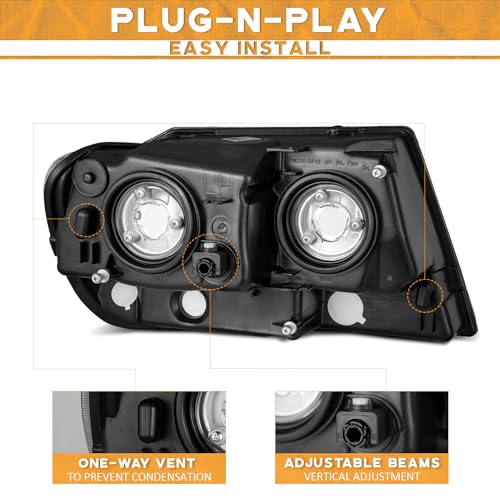 WEELMOTO headlight assembly For 1999-2004 Jeep Grand Cherokee with upgraded smoke lens, glare-resistant UV-resistant anti-fogging headlights assembly replacement for 99 00 01 02 03 04 Grand Cherokee - Image 4