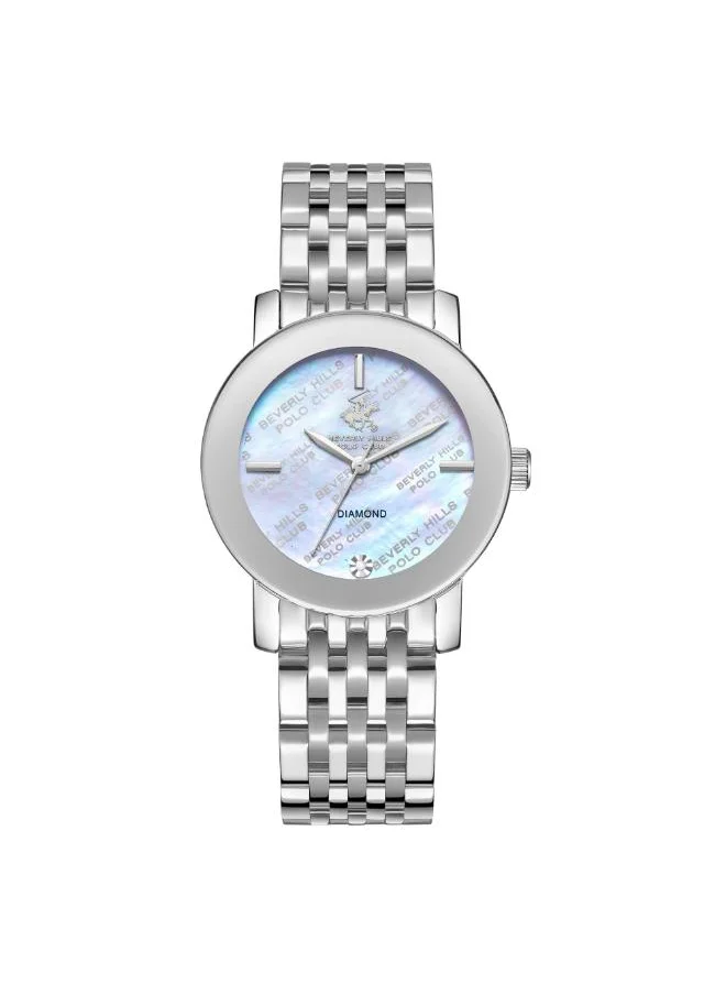 بيفرلي هيلز بولو كلوب BEVERLY HILLS POLO CLUB BP3670C.320 Women's Analog Display Watch & Metal Strap Silver