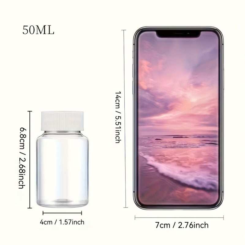10 Clear Plastic Lidded Containers 1.69oz 5 Liquid Solid And Powder Bottles Plus 5 More - Image 2