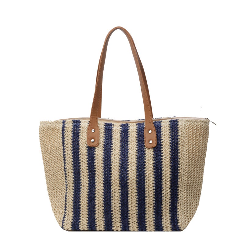 Large Capacity Straw Woven Bag Women'S 204 Fashionable Woven Shoulder Tote Bag All-Match Portable Beach Bag - Image 1
