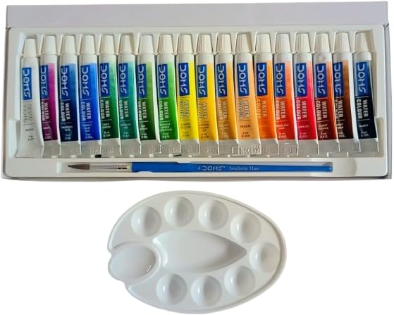 Doms Water Colour Tubes 18 Shades| Includes 1 Brush + 1 Colour Palette| Superior Transparency| Brilliant Colours | Multicolor - Image 2