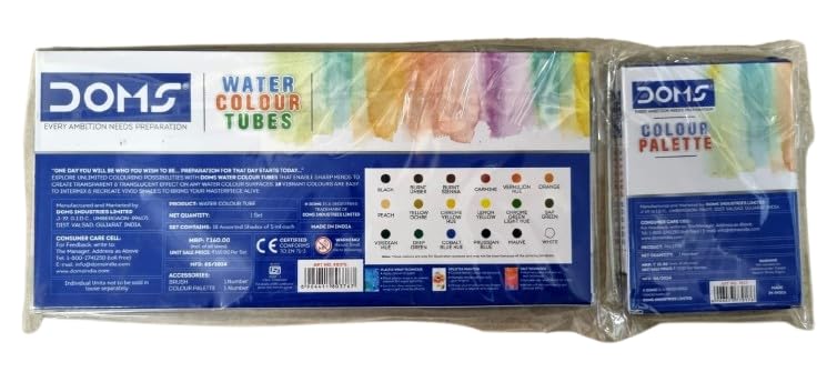 Doms Water Colour Tubes 18 Shades| Includes 1 Brush + 1 Colour Palette| Superior Transparency| Brilliant Colours | Multicolor - Image 4