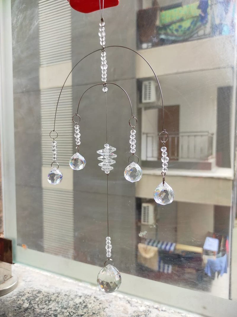 Light Wave Beautiful Sparkling Crystal Rainbow Sun-Catcher Ball Prism Pendant Hanging, Window, Garden, Balcony Hanging Ornament, Car Hanging (Model 7) - Image 3