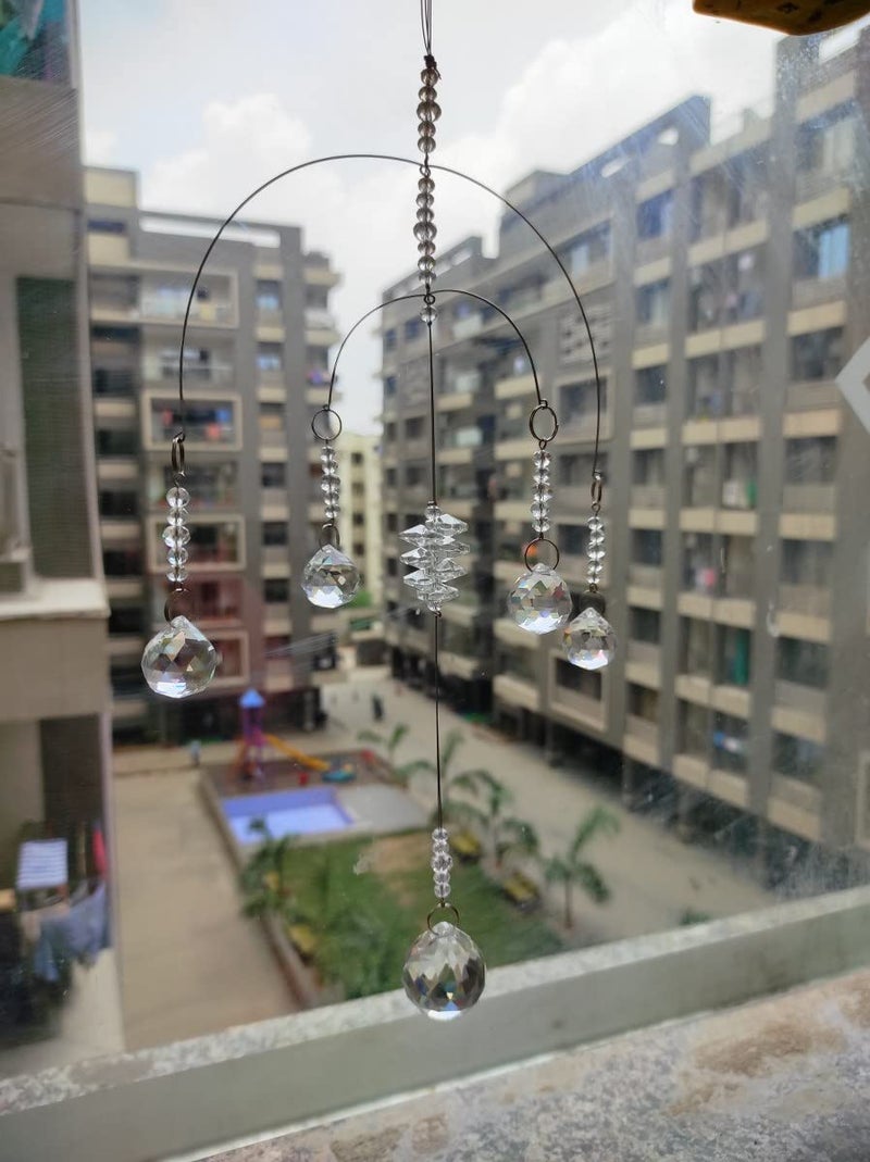 Light Wave Beautiful Sparkling Crystal Rainbow Sun-Catcher Ball Prism Pendant Hanging, Window, Garden, Balcony Hanging Ornament, Car Hanging (Model 7) - Image 2