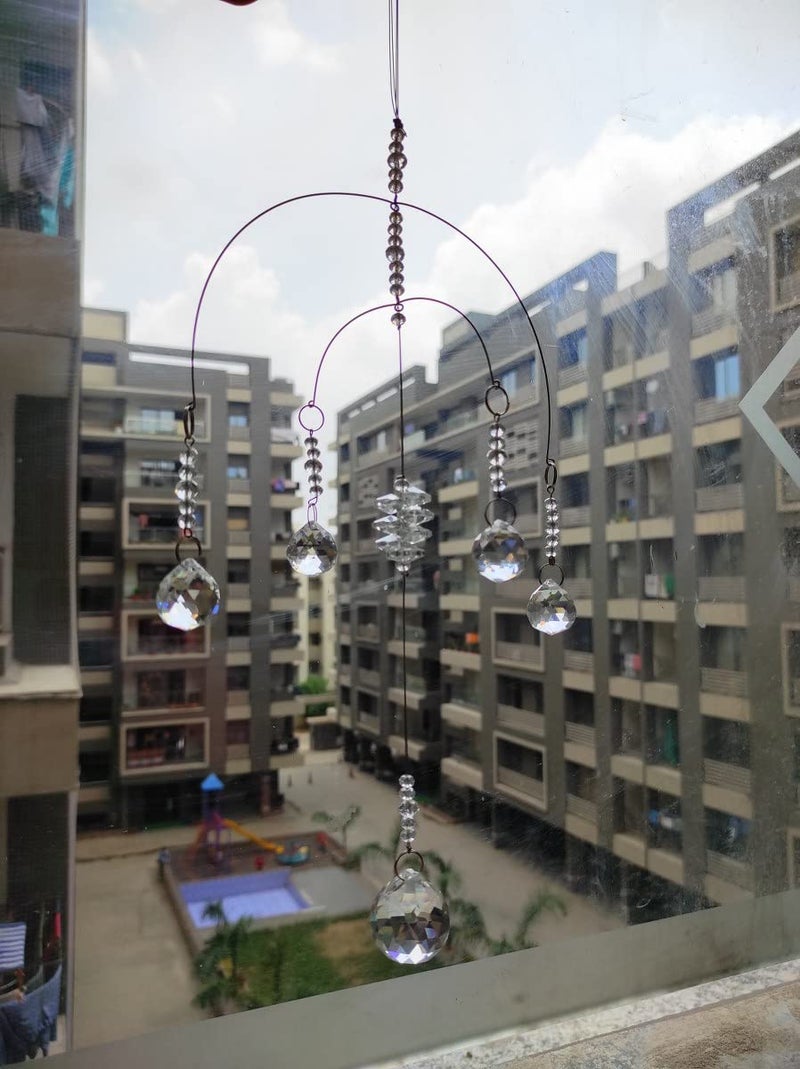 Light Wave Beautiful Sparkling Crystal Rainbow Sun-Catcher Ball Prism Pendant Hanging, Window, Garden, Balcony Hanging Ornament, Car Hanging (Model 7) - Image 5
