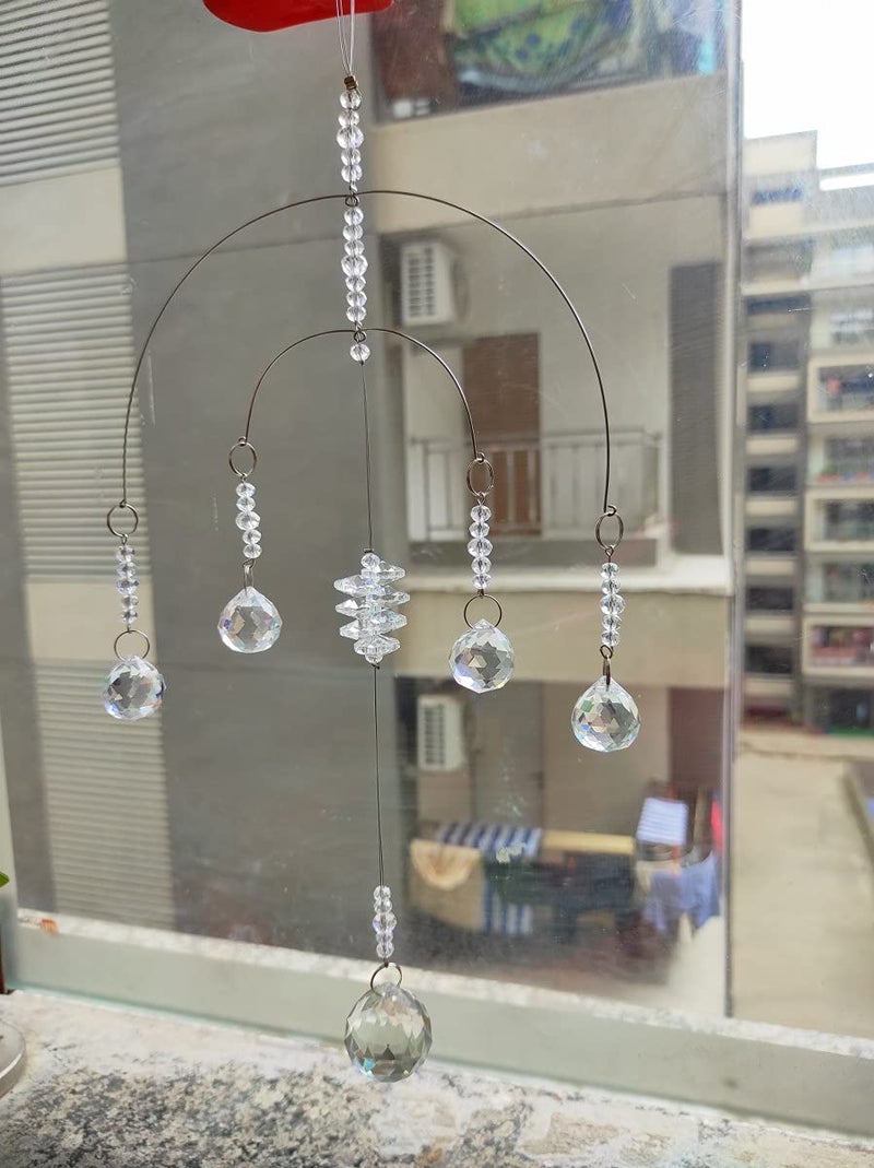 Light Wave Beautiful Sparkling Crystal Rainbow Sun-Catcher Ball Prism Pendant Hanging, Window, Garden, Balcony Hanging Ornament, Car Hanging (Model 7) - Image 1