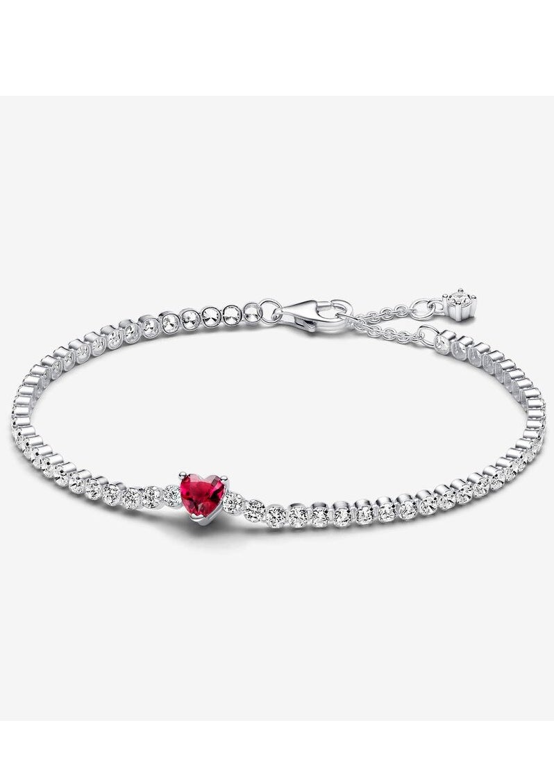 PANDORA Pandora Timeless Red Sparkling Heart Tennis Bracelet for Women 590041C02  - Image 1