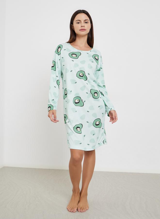 تايك تو طقم من 2 قميص نوم بطبعة جرافيك وأكمام طويلة - Image 3