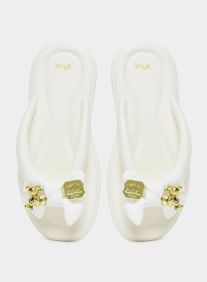Styli Embellished Bow Detail Flip Flop - Image 5