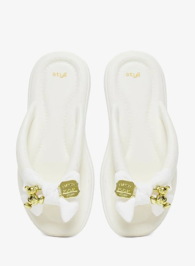 Styli  Embellished Bow Detail Flip Flop for Women | Best Price UAE