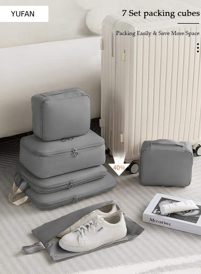 YUFAN Waterproof Packing Cubes, 6-Piece Travel Storage Set, Compression Organizer Bags, Tear-Resistant, Double-Way Zipper, for Suitcase Organization, Outdoor Trips and Family Travel - Image 5