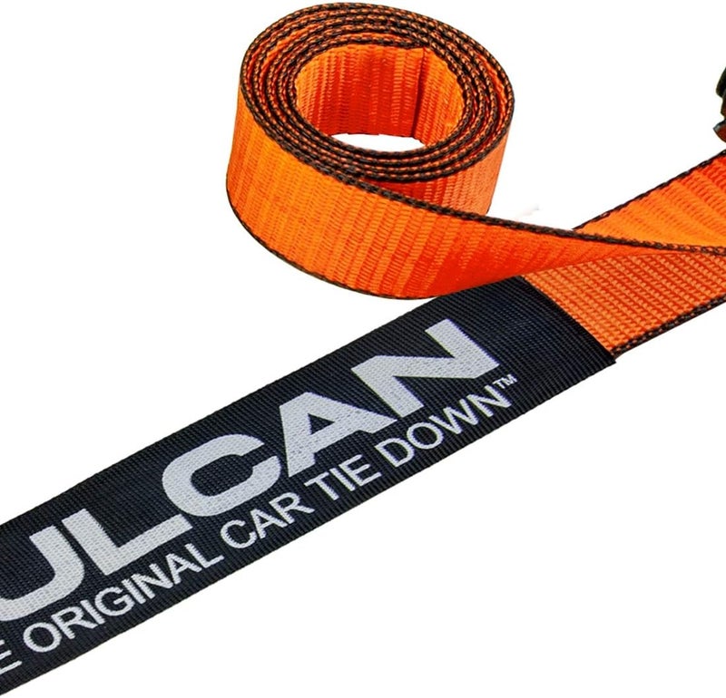 VULCAN Car Tie Down with Flat Snap Hook Ratchet - Snap Hook - 2 Inch x 96 Inch - 2 Pack - PROSeries - 3,300 Pound Safe Working Load - Image 4
