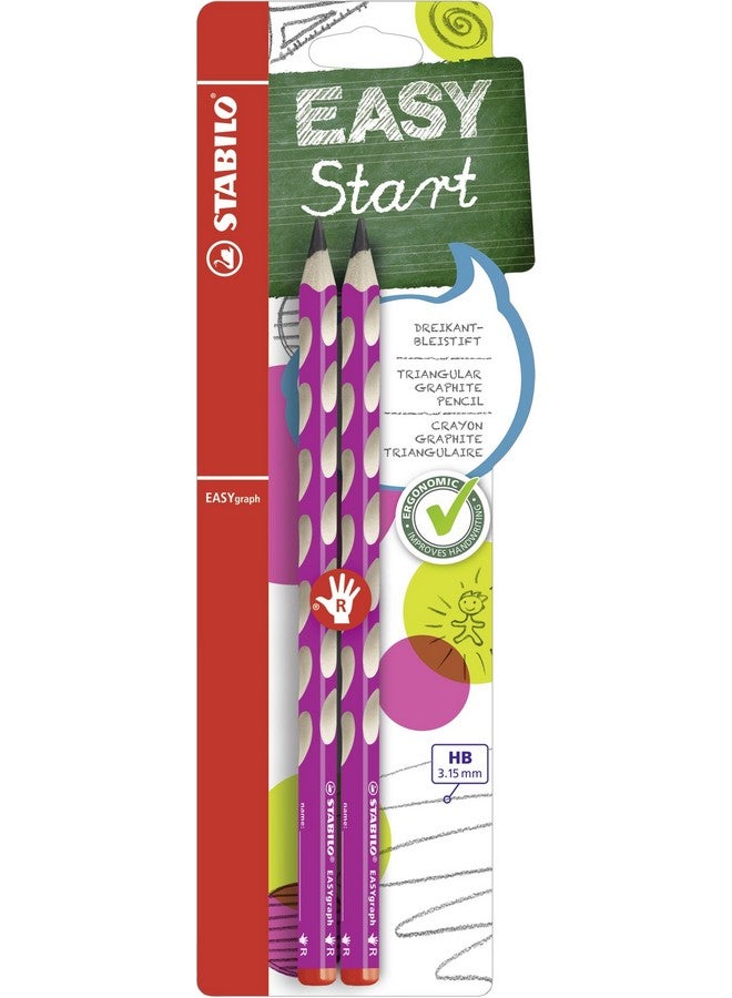 STABILO 3.15 mm HB Ergonomic Graphite Wooden Pencil | Right Handed | Easygraph | Pack of 2 | Pink - Image 1