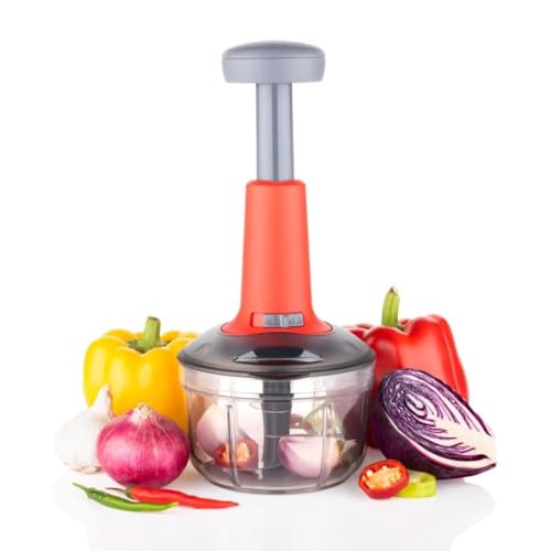 INUS 2-in-1 Vegetable and Fruit Chopper Manual Hand-Press Push Chopper for Efficient Cutting of Onions, Salads, Tomatoes, and Potatoes. Features a Large with an Easy Push and Close Button - 600ml - Image 5