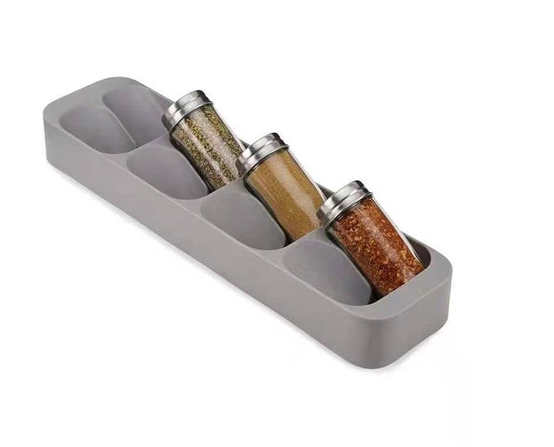 SUKHAD Spice Insert Drawer, 8 Grids Spice Rack Dining, Spice Storage for Kitchen | 39.5 x 10 x 4.8 cm | Grey - Image 1