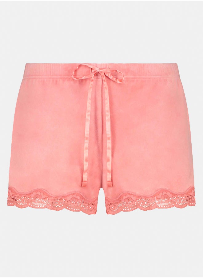 hunkemoller Velvet Shorts With Lace  - Image 1