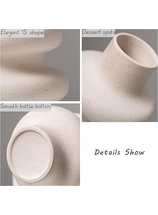 erorex Ceramic Vase Set Of 2 Modern Dried Flowers Vase Donut Modern Vase Nordic Minimalist Decorative Vase For Modern Trendy Home Table Centerpiece Coffee Table Beige - Image 4