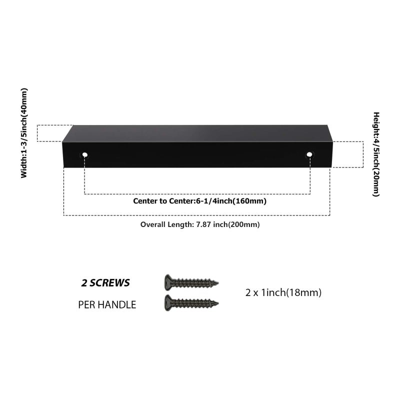 Peaha 10 Pack Kitchen Cabinet Handles Black Cabinet Hardware Cabinet Finger Edge Pulls Pack Door Finger Pull 160Mm/6 1/3In Center To Center  Ls7030Bk160 - Image 2