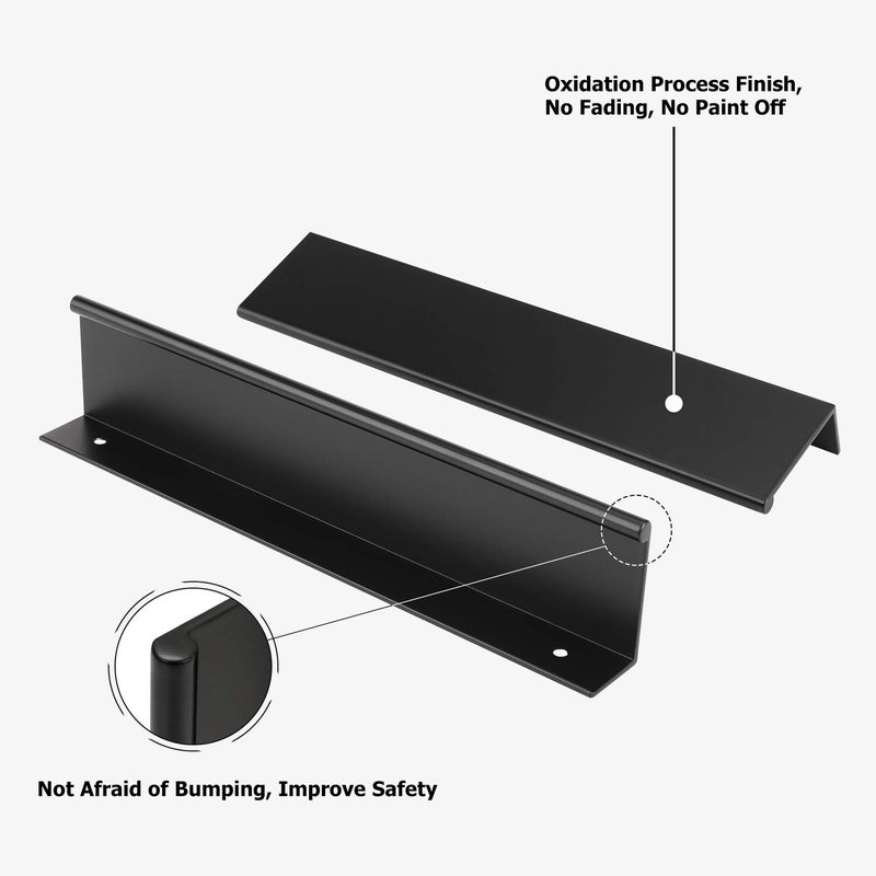 Peaha 10 Pack Kitchen Cabinet Handles Black Cabinet Hardware Cabinet Finger Edge Pulls Pack Door Finger Pull 160Mm/6 1/3In Center To Center  Ls7030Bk160 - Image 3