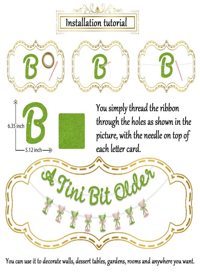 WFKLDF A Tini Bit Older Banner - A Tiny Bit Older Birthday Decorations - Martini Birthday Decorations Green - Image 2