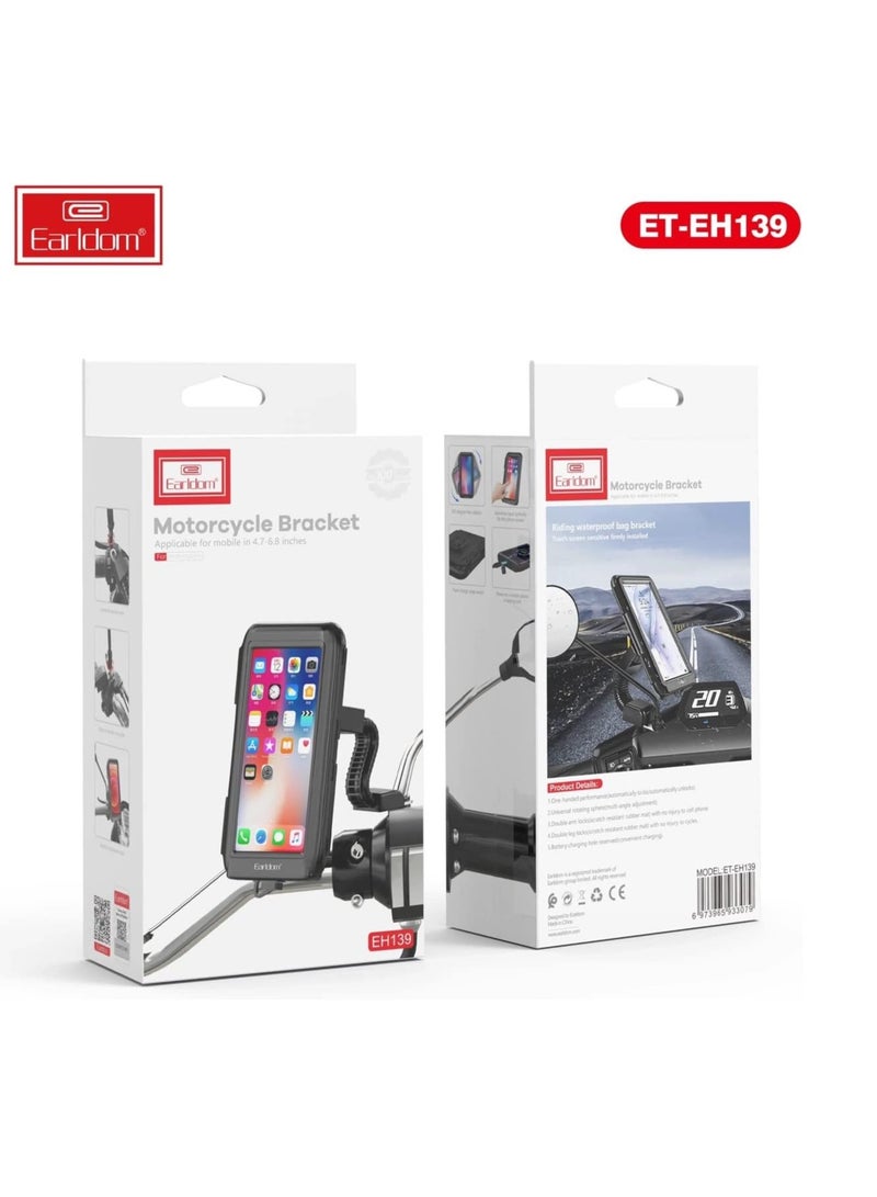 Earldom ET-EH139 Motorcycle Waterproof Mobile Holder | Fits 4.7"–6.8" Phones | Sensitive Touch Screen | Firm & Secure Mount - Image 5