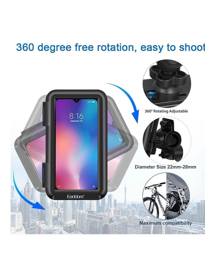 Earldom ET-EH139 Motorcycle Waterproof Mobile Holder | Fits 4.7"–6.8" Phones | Sensitive Touch Screen | Firm & Secure Mount - Image 2