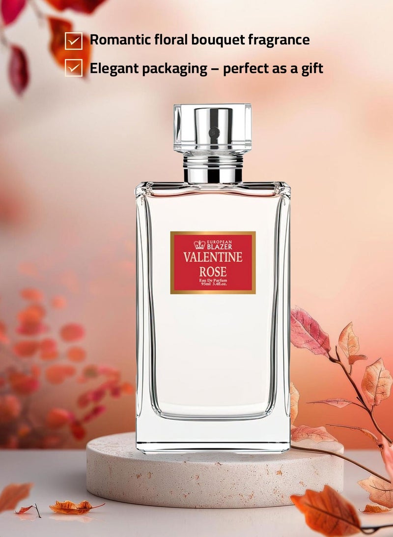 سترة أوروبية عطر أوروبي بليزر للنساء (أو دو برفيوم) 95 مل | عطر فالنتاين روز - عطر زهري رومانسي - Image 3
