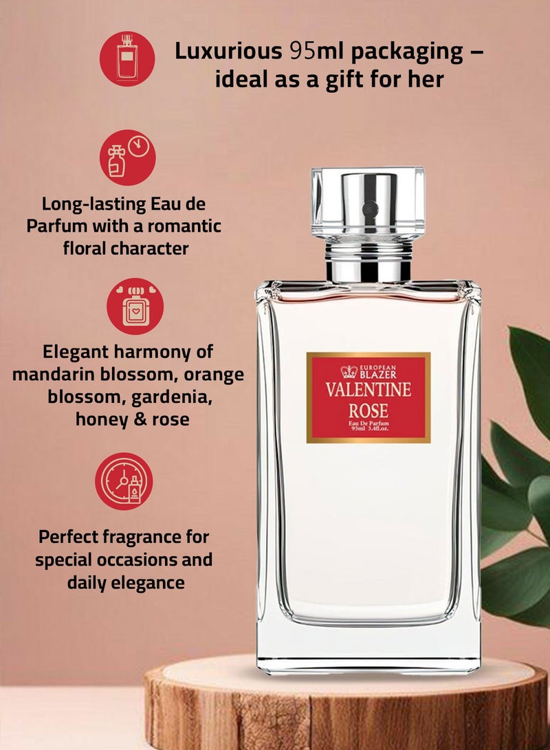سترة أوروبية عطر أوروبي بليزر للنساء (أو دو برفيوم) 95 مل | عطر فالنتاين روز - عطر زهري رومانسي - Image 2