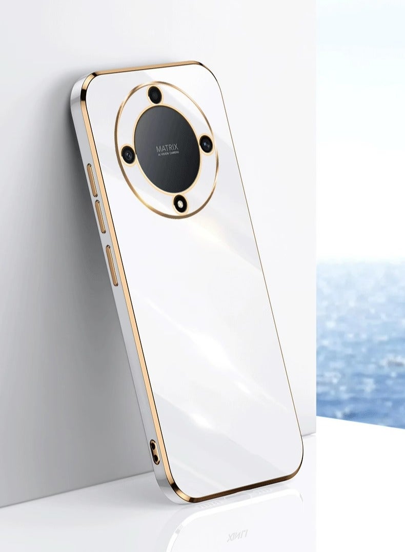 Honor X9A 5G White Mobile Phone Case Cover, Luxury Plating Soft Back Cover, Raised Full Camera Protection