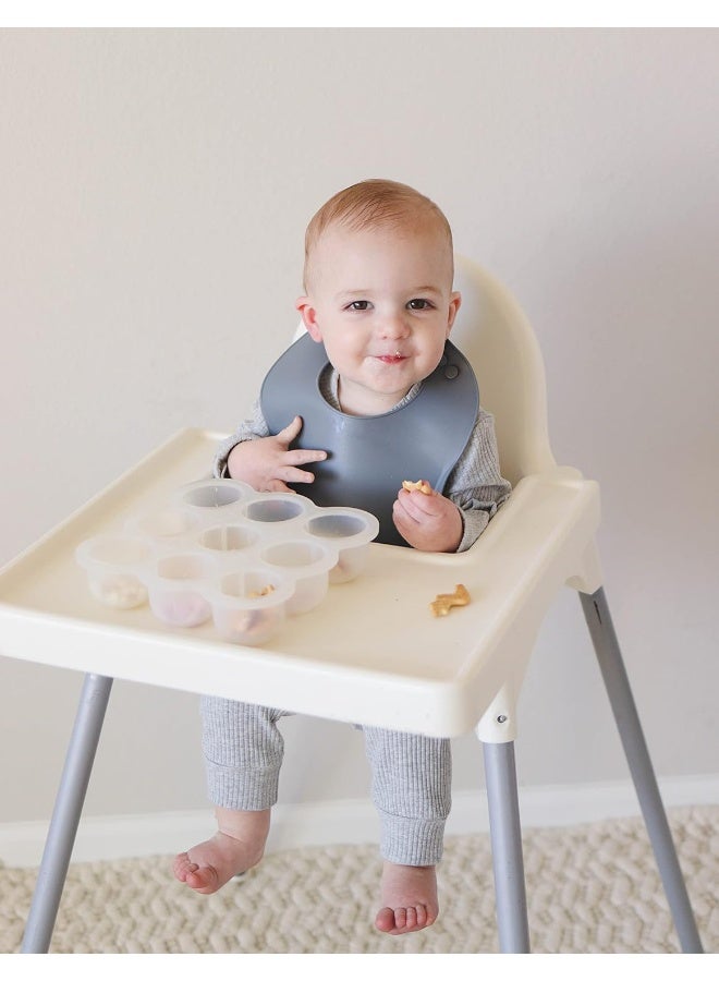 otterlove Silicone Baby Bibs with No Fillers, Wide Food Catching Pocket, Mint and Smoke, Pack of 2 - Image 3