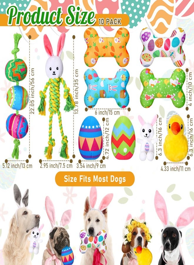مجموعة ألعاب عيد الفصح للكلاب من سيل تراينجل، 10 قطع، مع صفارة، تتضمن 4 عظام قطيفة، ولعبتين من الحبال، وبيضتي عيد الفصح، ولعبة أرنب وكتكوت قطيفة، هدية مثالية للجراء والكلاب الصغيرة والمتوسطة والكبيرة. - Image 2