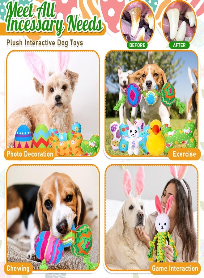 مجموعة ألعاب عيد الفصح للكلاب من سيل تراينجل، 10 قطع، مع صفارة، تتضمن 4 عظام قطيفة، ولعبتين من الحبال، وبيضتي عيد الفصح، ولعبة أرنب وكتكوت قطيفة، هدية مثالية للجراء والكلاب الصغيرة والمتوسطة والكبيرة. - Image 5