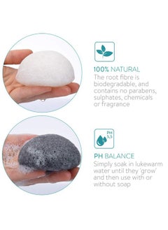 Navaris Konjac Sponges Set Of 3 Facial & Body Konjac Sponge Puffs Exfoliating & Cleansing Sponges For Bath & Shower Green Black White  - Image 3
