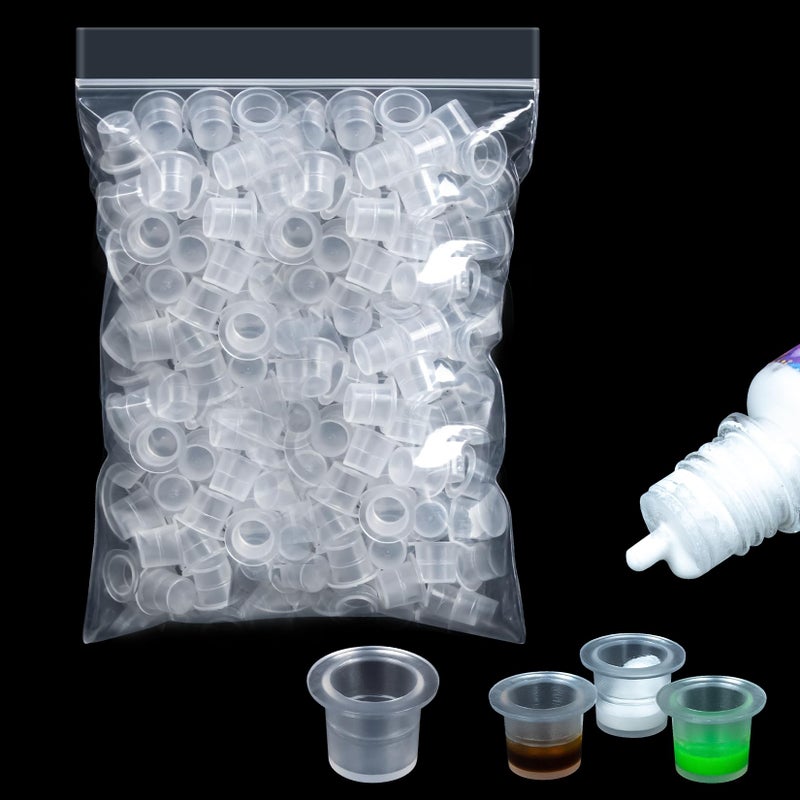 RAQEHO 200 Plastic Tattoo Ink Caps Mix Size Ink Caps for Tattooing NonSpill Tintas Para Tatuajes Accessories Durable Lightweight Art Supplies Tattoo Supplies Cups for Precise Tattooing Small Medium - Image 3