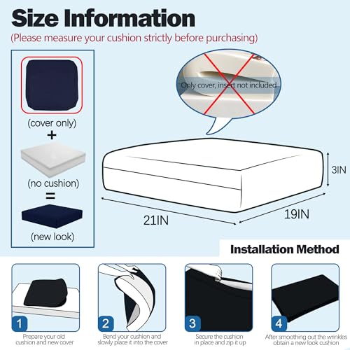 Sqodok Patio Cushion Covers 21x19x3 inch, Waterproof Outdoor Cushion Covers for Patio Furniture, 4Pack Patio Cushion Seat Slicovers Replacement for Sectional Sofa, Wicker Chair, Blue - Image 2