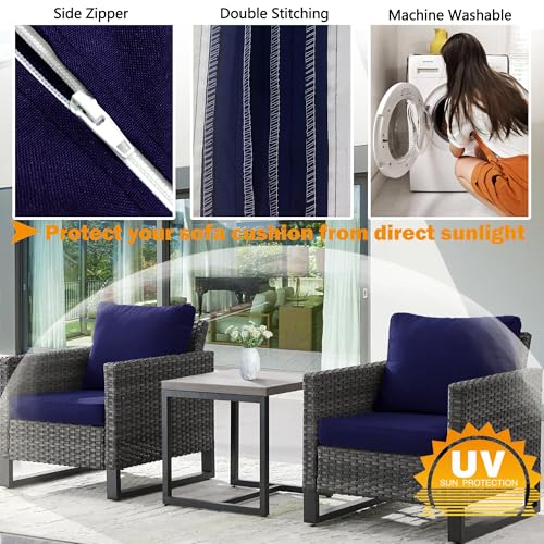 Sqodok Patio Cushion Covers 21x19x3 inch, Waterproof Outdoor Cushion Covers for Patio Furniture, 4Pack Patio Cushion Seat Slicovers Replacement for Sectional Sofa, Wicker Chair, Blue - Image 4