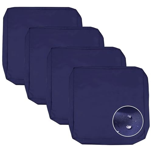 Sqodok Patio Cushion Covers 21x19x3 inch, Waterproof Outdoor Cushion Covers for Patio Furniture, 4Pack Patio Cushion Seat Slicovers Replacement for Sectional Sofa, Wicker Chair, Blue - Image 1