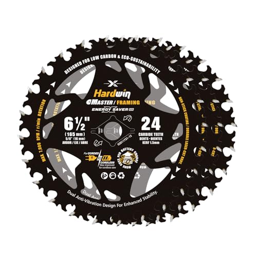 Hardwin 6-1/2 Inch Framing Circular Saw Blade-3Pack, 24T ATB Carbide Teeth, Lightweight for Cordless Saws. Super Thin Kerf for Cutting Wood, Plywood, MDF, OSB, Hardwood, Softwood & More. - Image 1